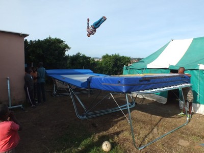 jumping on our Olympic trampoline